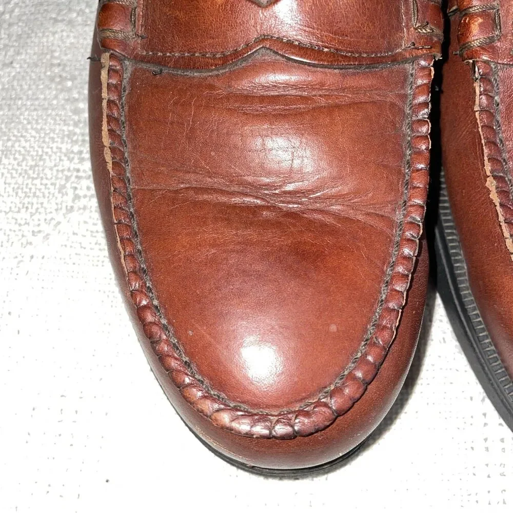Iron Age Men’s Penny Loafers Size 9 D Brown Leather Workwear Safety Toe